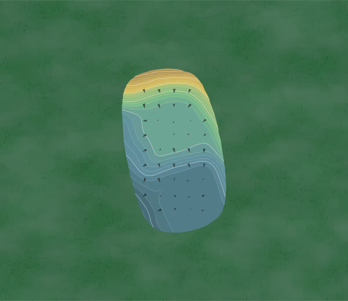 Green contour map of Wheatley Hills in East Williston, New York — 192 elevation contours at a 3-inch interval with fall-line arrows, traced from 1-meter lidar