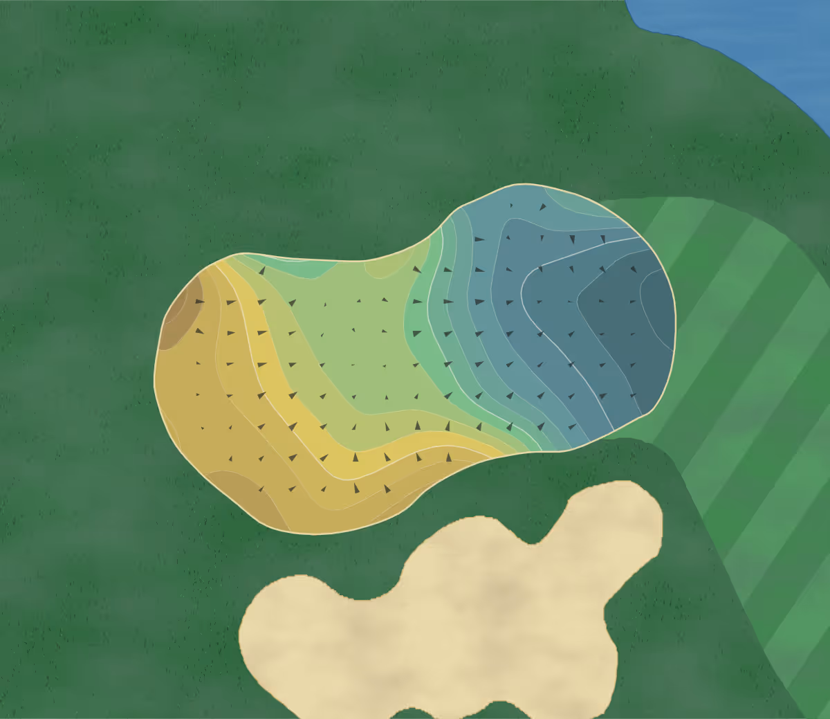 Green contour map of Whispering Springs in Fond du Lac, Wisconsin — 213 elevation contours at a 3-inch interval with fall-line arrows, traced from 1-meter lidar