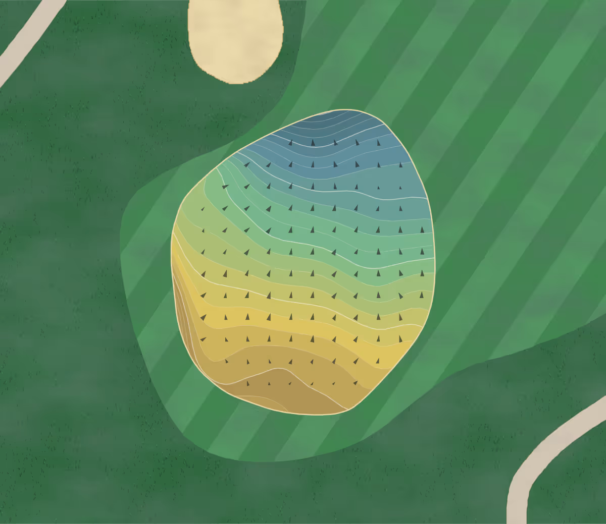 Green contour map of White Bear in Dellwood, Minnesota — 269 elevation contours at a 3-inch interval with fall-line arrows, traced from 1-meter lidar