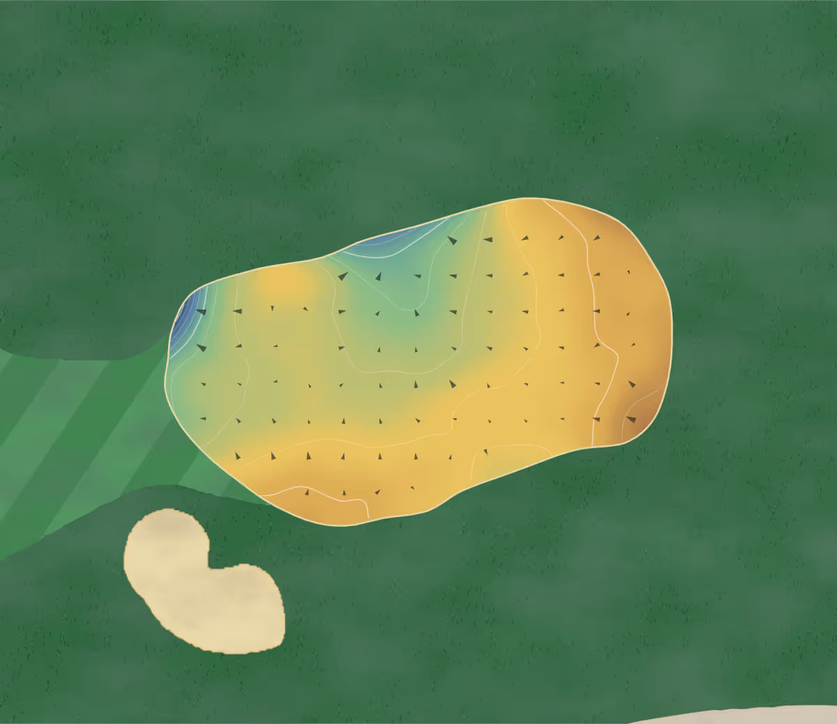 Green contour map of White Clay Creek in Landenberg, Pennsylvania — 183 elevation contours at a 3-inch interval with fall-line arrows, traced from 1-meter lidar