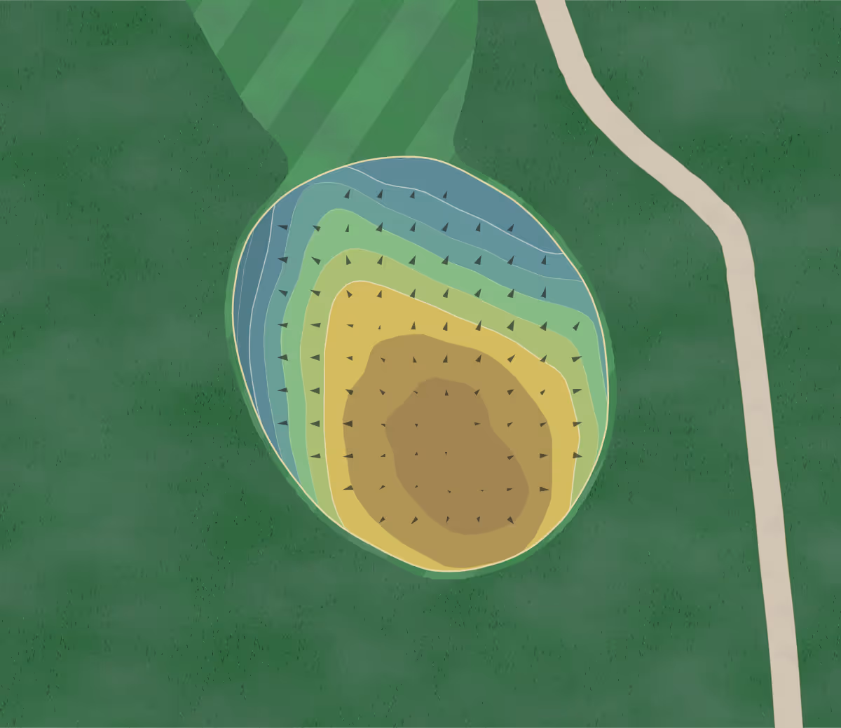 Green contour map of White Lake Oaks in White Lake, Michigan — 115 elevation contours at a 3-inch interval with fall-line arrows, traced from 1-meter lidar