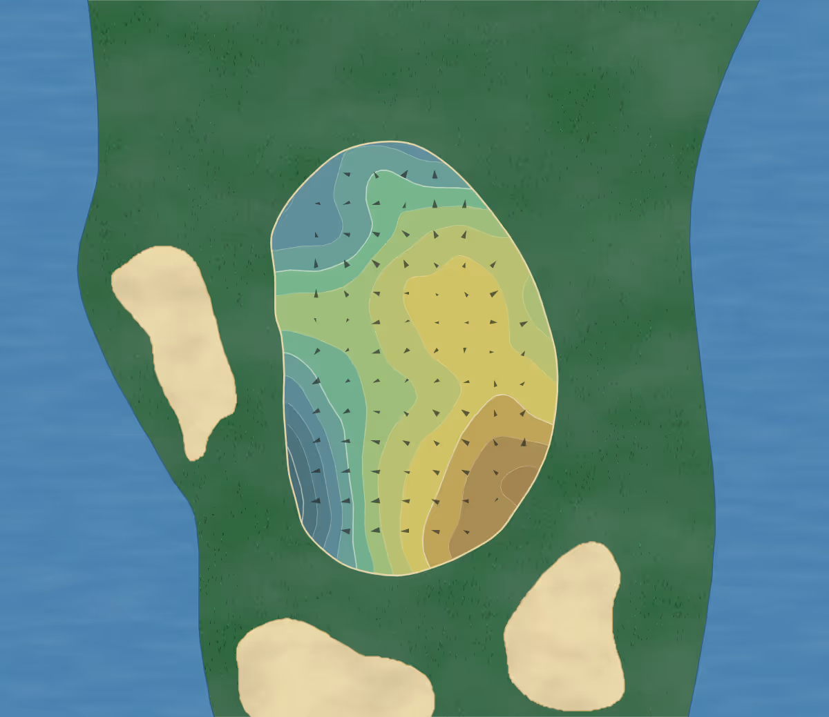 Green contour map of Whitney Farms in Monroe, Connecticut — 183 elevation contours at a 3-inch interval with fall-line arrows, traced from 1-meter lidar