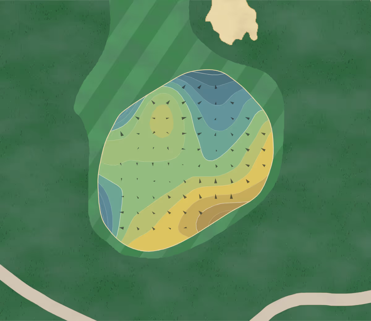 Green contour map of Wichita in Wichita, Kansas — 289 elevation contours at a 3-inch interval with fall-line arrows, traced from 1-meter lidar