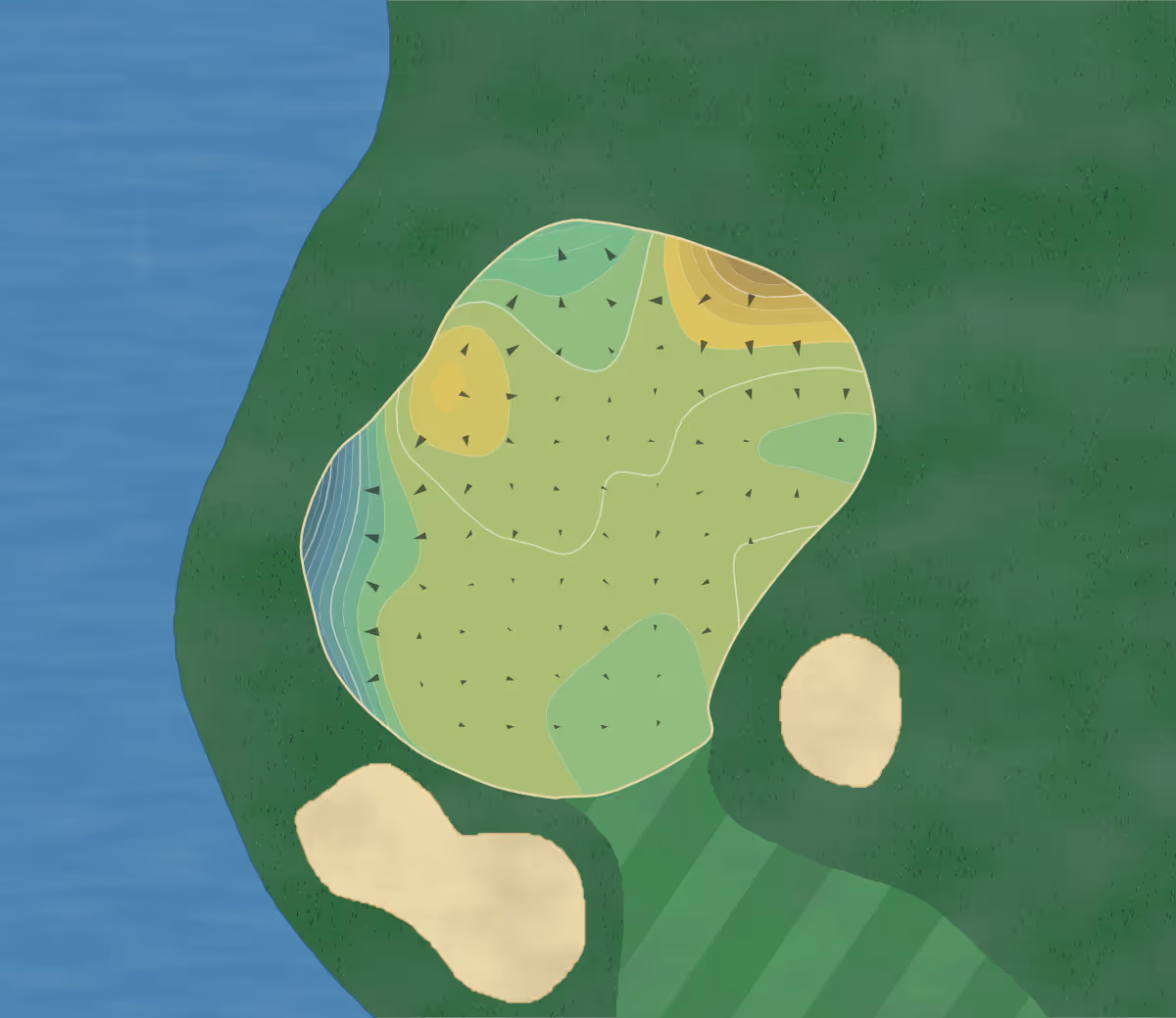 Green contour map of Wilderness Ridge in Lincoln, Nebraska — 263 elevation contours at a 3-inch interval with fall-line arrows, traced from 1-meter lidar