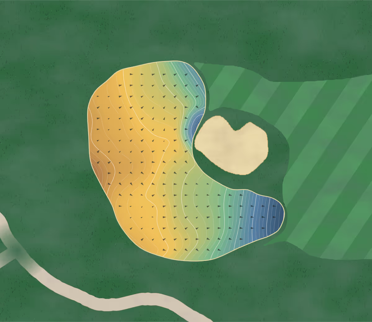 Green contour map of Wildstone in Cranbrook, Canada: 330 elevation contours at a 8-centimeter interval with fall-line arrows, traced from 1-meter lidar