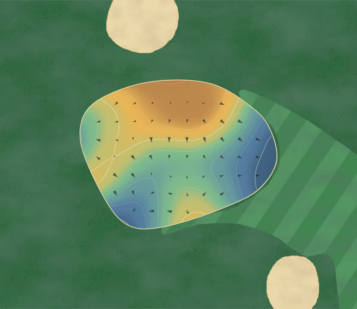 Green contour map of Willow Springs in West Friendship, Maryland: 128 elevation contours at a 3-inch interval with fall-line arrows, traced from 1-meter lidar