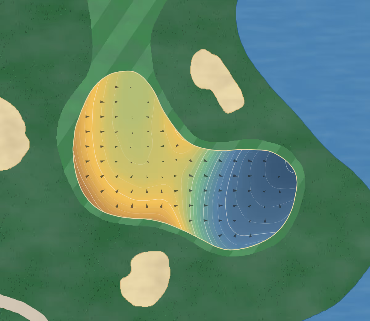 Green contour map of Willow Valley in St. Catharines, Canada — 247 elevation contours at a 8-centimeter interval with fall-line arrows, traced from 1-meter lidar