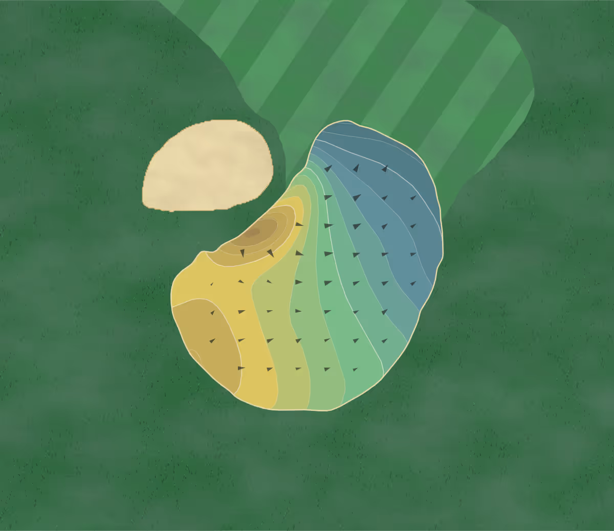 Green contour map of Willowick in Santa Ana, California — 154 elevation contours at a 3-inch interval with fall-line arrows, traced from 1-meter lidar