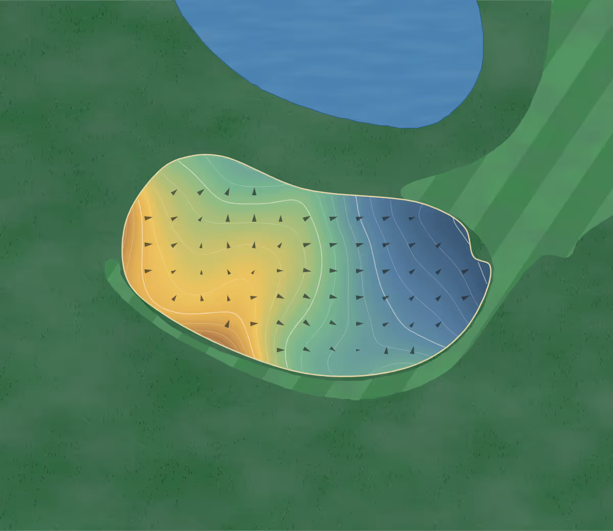 Green contour map of Winchester GC in Winchester, Indiana: 232 elevation contours at a 3-inch interval with fall-line arrows, traced from 1-meter lidar