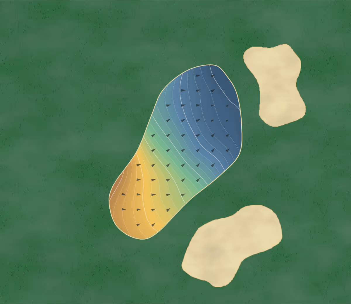 Green contour map of Winding Creek in Thomasville, North Carolina: 186 elevation contours at a 3-inch interval with fall-line arrows, traced from 1-meter lidar