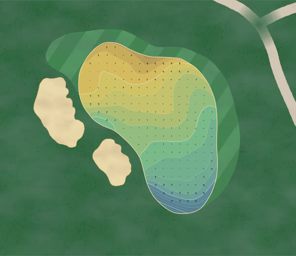 Green contour map of Windsong Farm in Independence, Minnesota — 194 elevation contours at a 3-inch interval with fall-line arrows, traced from 1-meter lidar