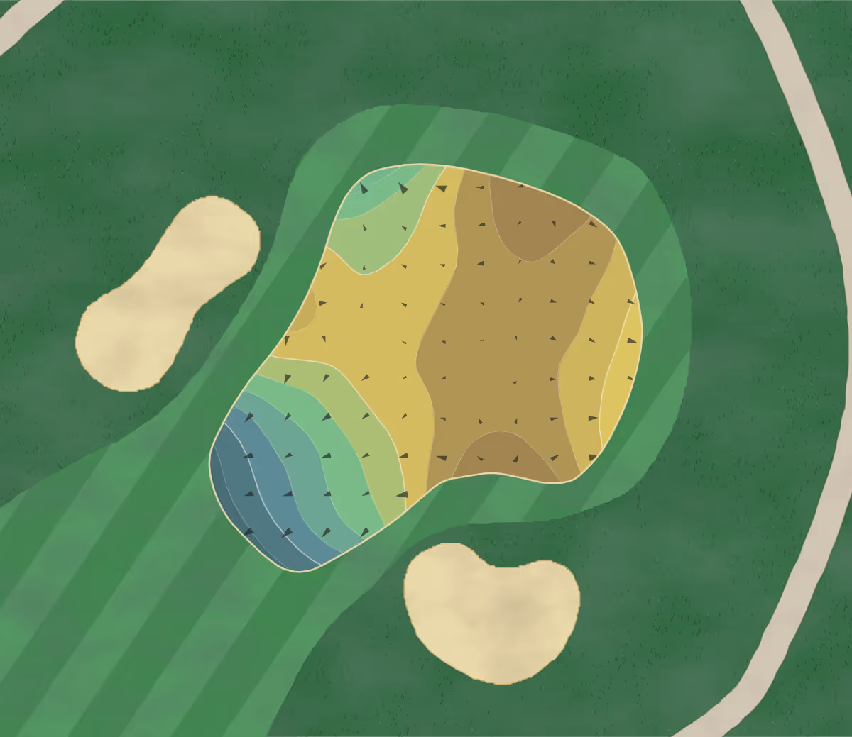 Green contour map of Windyke in Memphis, Tennessee — 169 elevation contours at a 3-inch interval with fall-line arrows, traced from 1-meter lidar