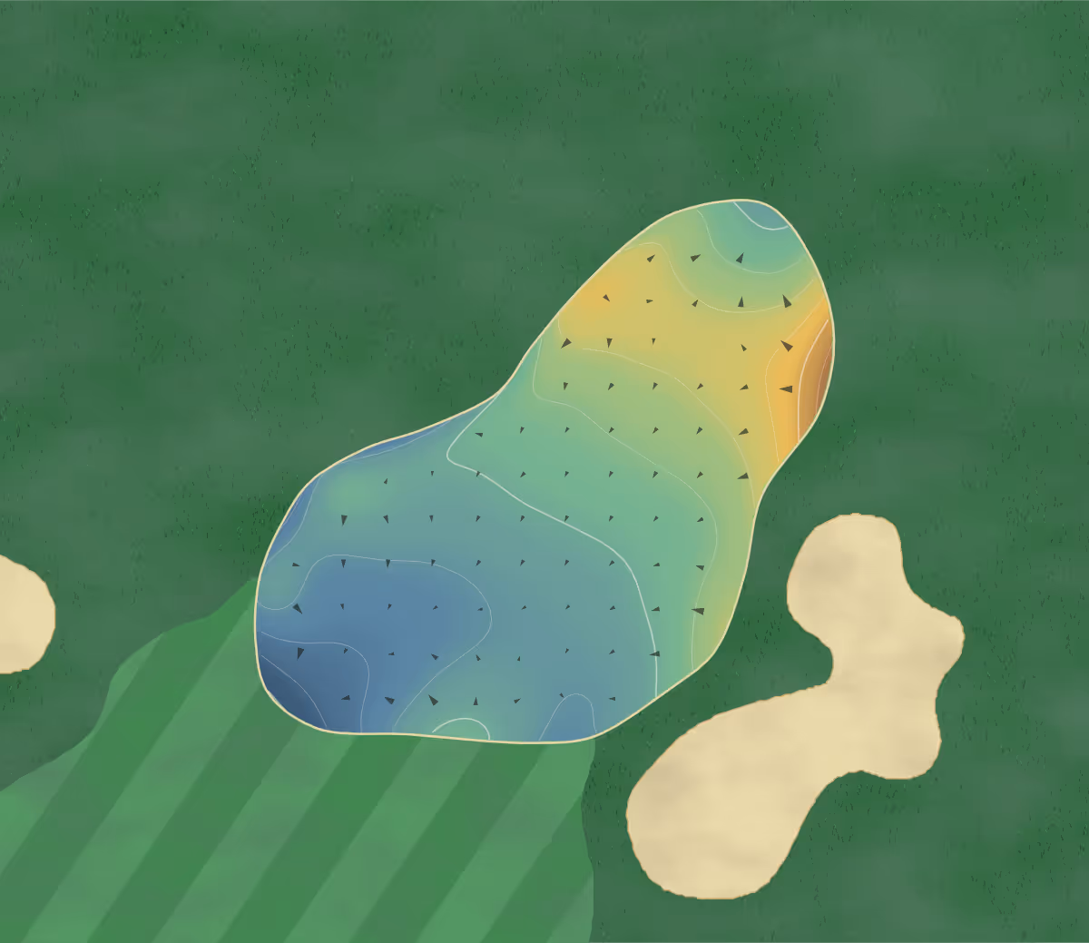 Green contour map of Winghaven Cc in O'Fallon, Missouri — 159 elevation contours at a 3-inch interval with fall-line arrows, traced from 1-meter lidar