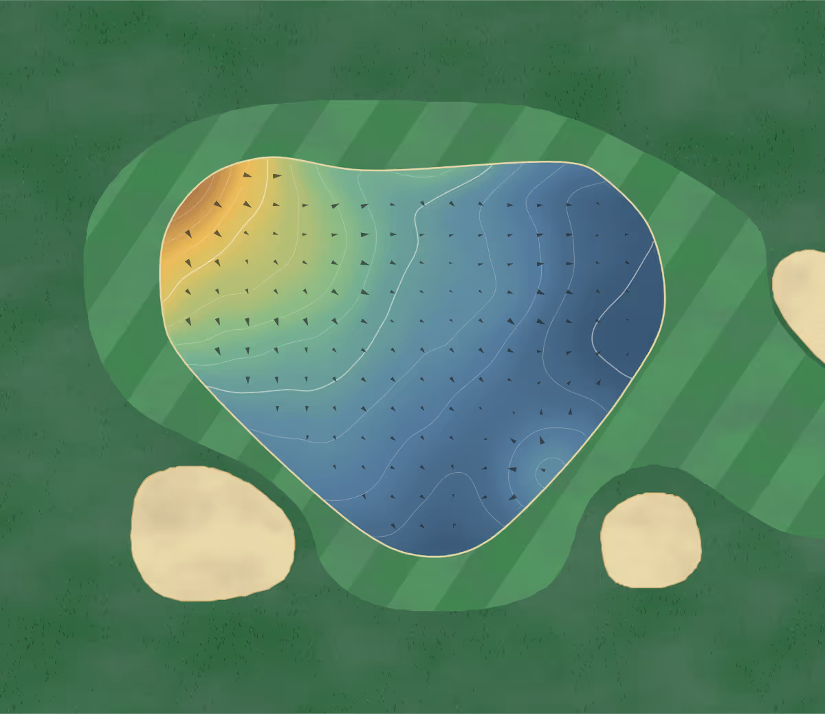 Green contour map of Winkler in Canada: 161 elevation contours at a 8-centimeter interval with fall-line arrows, traced from 1-meter lidar