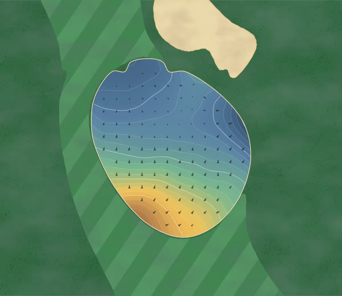 Green contour map of Winters Run in Bel Air, Maryland: 225 elevation contours at a 3-inch interval with fall-line arrows, traced from 1-meter lidar