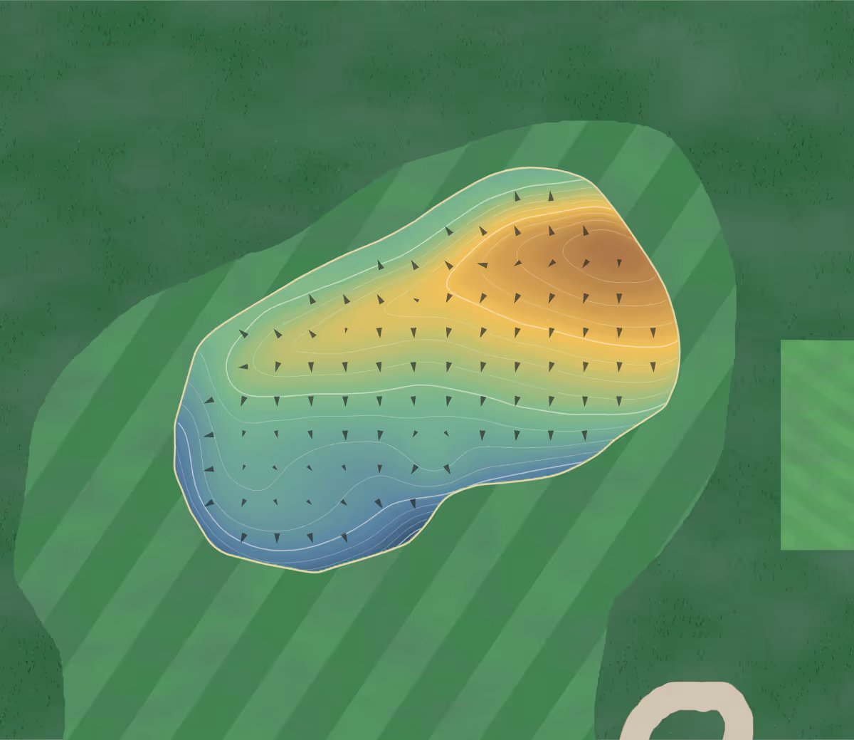Green contour map of Winthrop in Winthrop, Minnesota: 87 elevation contours at a 3-inch interval with fall-line arrows, traced from 1-meter lidar