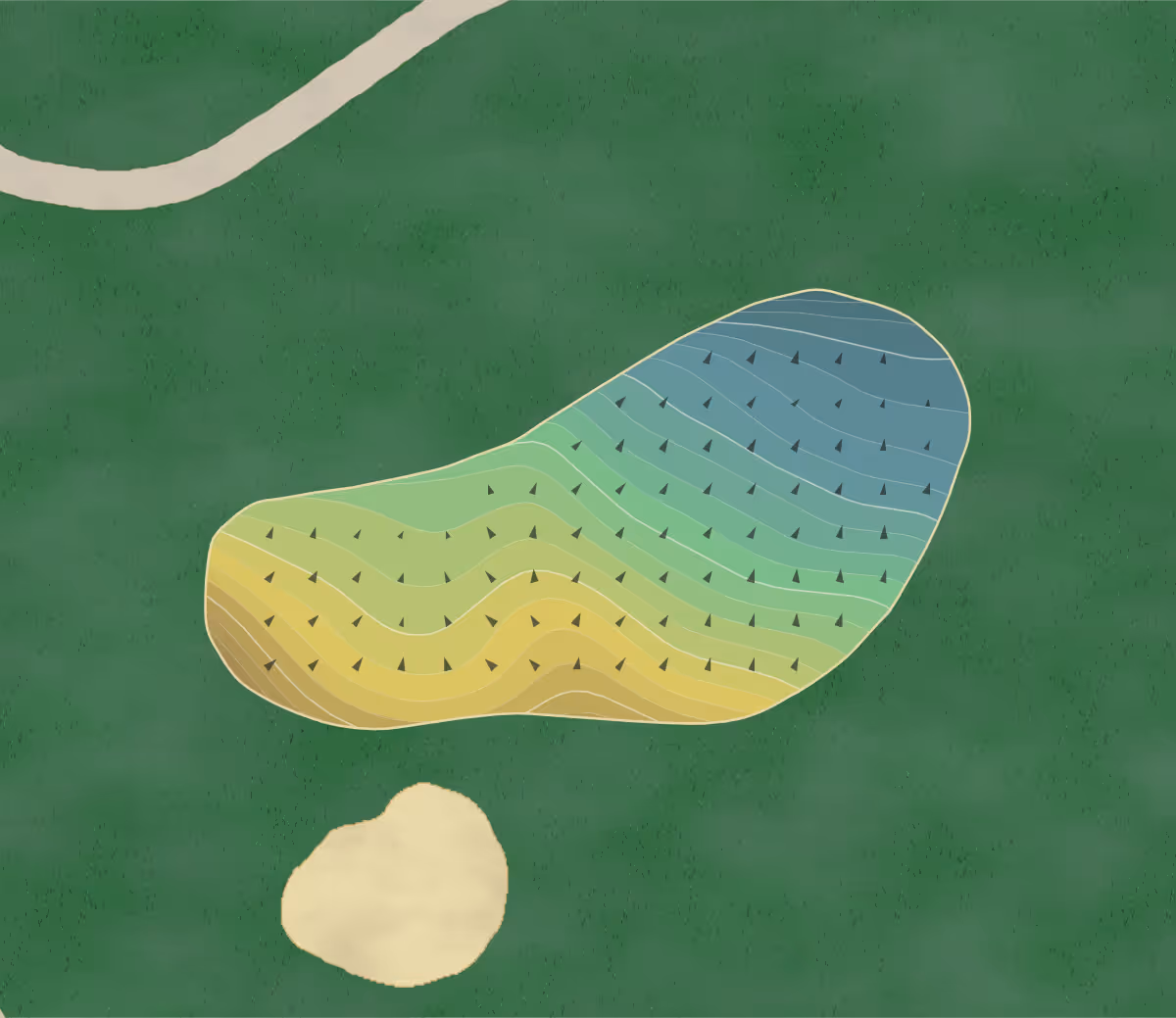 Green contour map of Wolf Run in Reno, Nevada — 361 elevation contours at a 3-inch interval with fall-line arrows, traced from 1-meter lidar