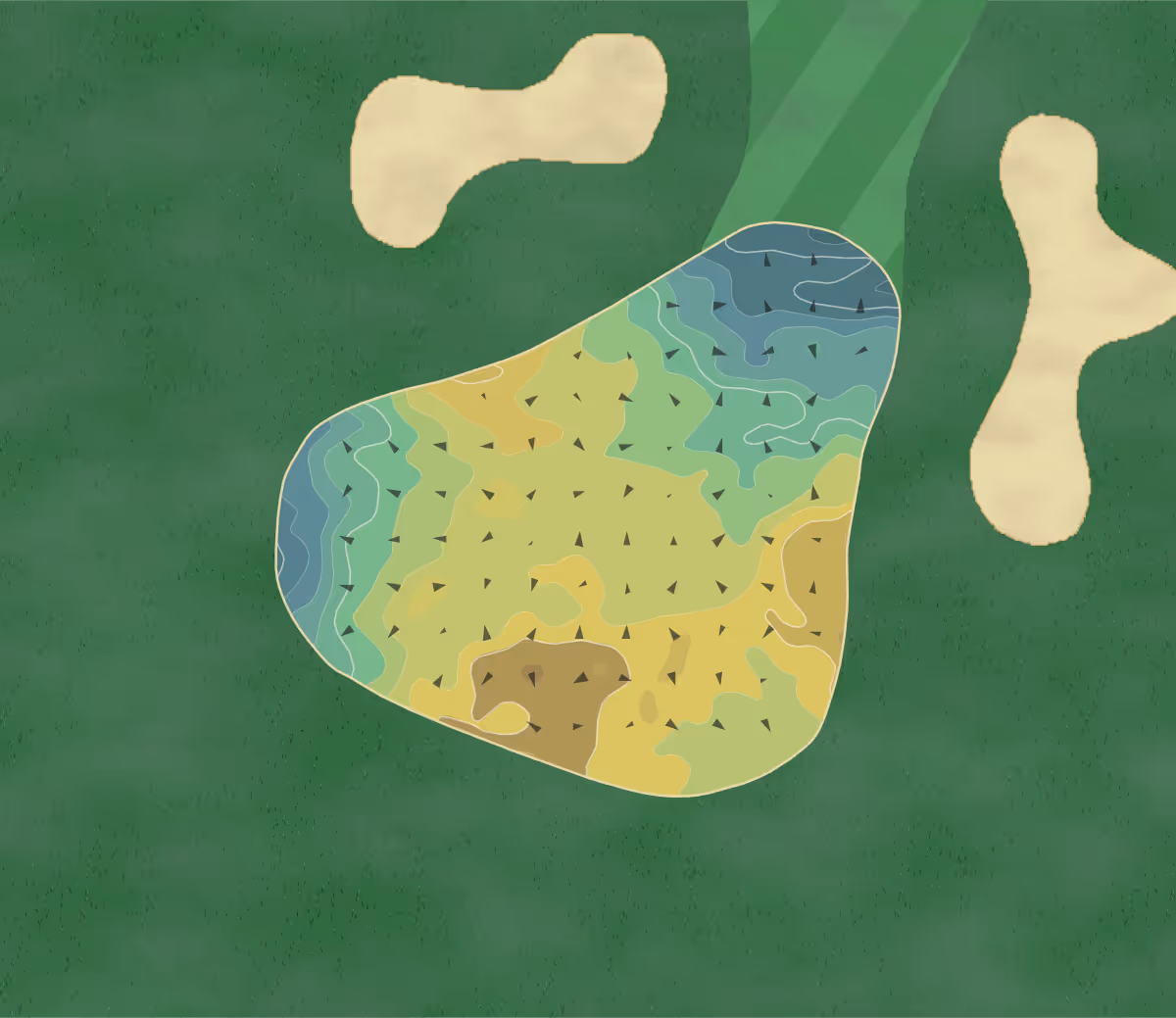Green contour map of Wollaston GC in Milton, Massachusetts — 274 elevation contours at a 3-inch interval with fall-line arrows, traced from 1-meter lidar