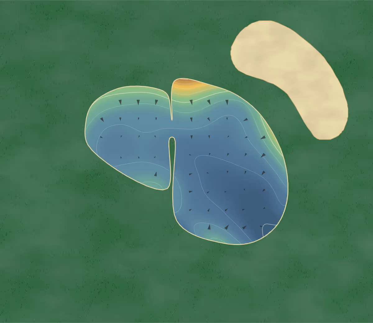 Green contour map of Wood Creek in Delmar, Maryland: 69 elevation contours at a 3-inch interval with fall-line arrows, traced from 1-meter lidar