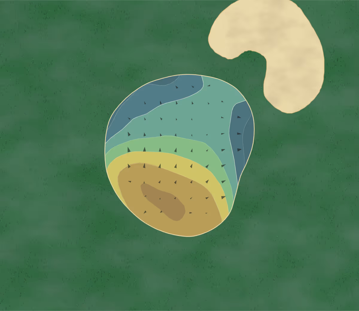 Green contour map of Woodbine Bend in Stockton, Illinois — 134 elevation contours at a 3-inch interval with fall-line arrows, traced from 1-meter lidar