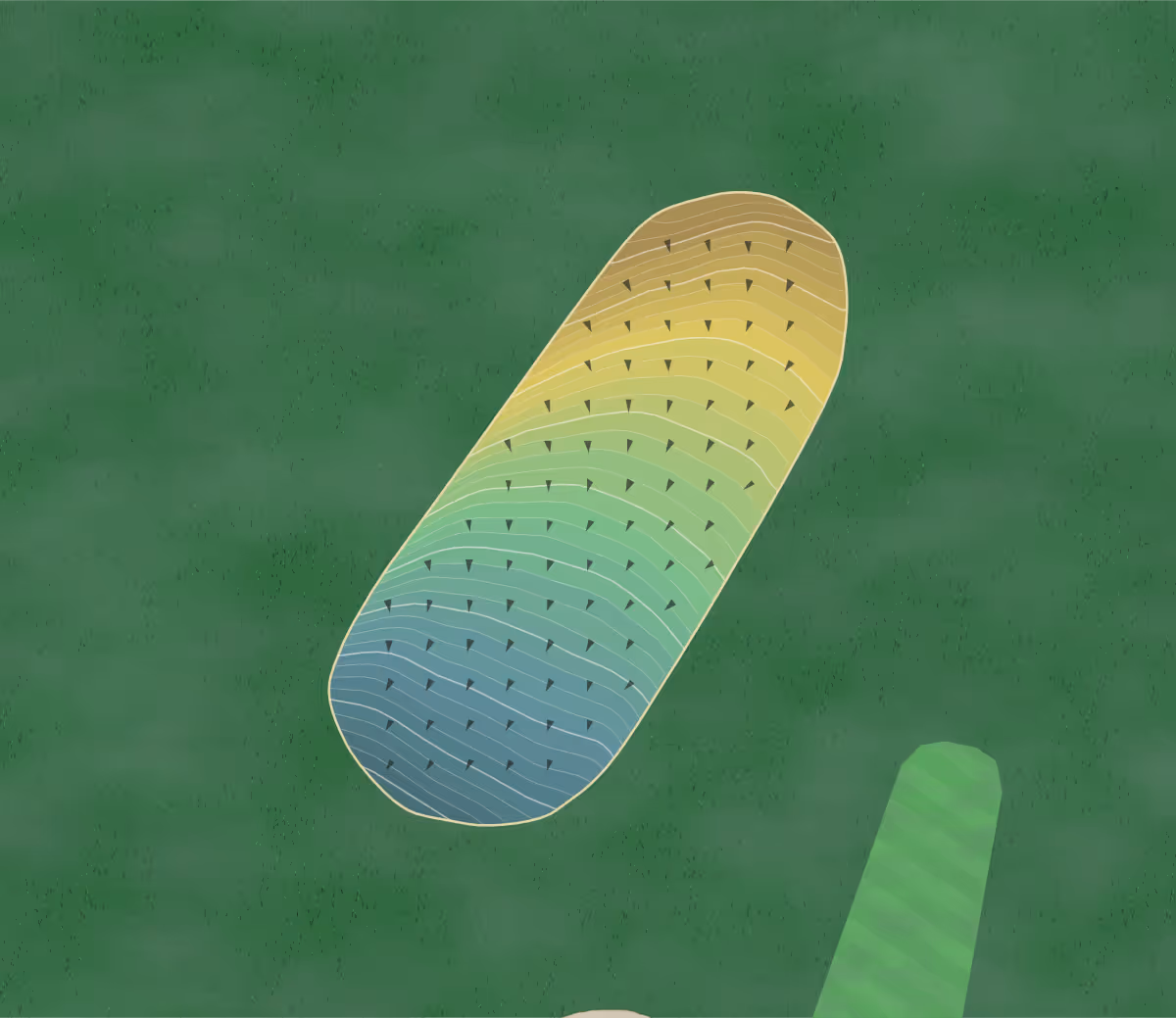 Green contour map of Woodhaven CC in Woodhaven, Connecticut — 221 elevation contours at a 3-inch interval with fall-line arrows, traced from 1-meter lidar
