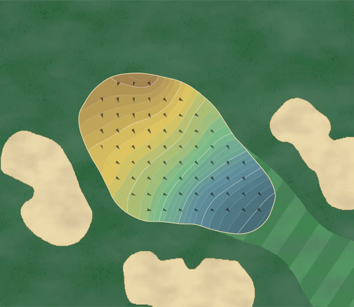 Green contour map of Woodloch Springs in Hawley, Pennsylvania — 298 elevation contours at a 3-inch interval with fall-line arrows, traced from 1-meter lidar