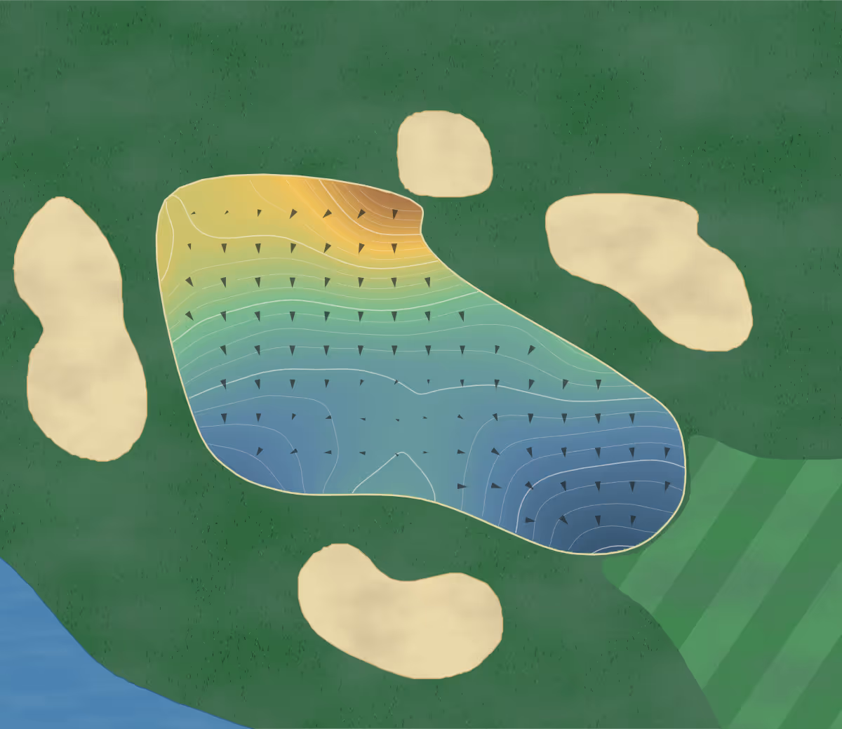 Green contour map of Woodmere in Accokeek, Maryland: 242 elevation contours at a 3-inch interval with fall-line arrows, traced from 1-meter lidar