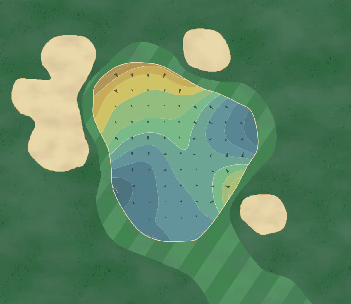 Green contour map of Woodmont in Tamarac, Florida — 170 elevation contours at a 3-inch interval with fall-line arrows, traced from 1-meter lidar