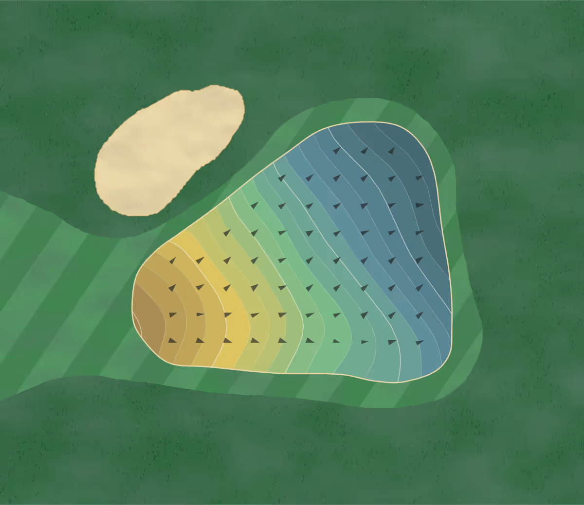 Green contour map of Woods Fort in Troy, Missouri — 202 elevation contours at a 3-inch interval with fall-line arrows, traced from 1-meter lidar