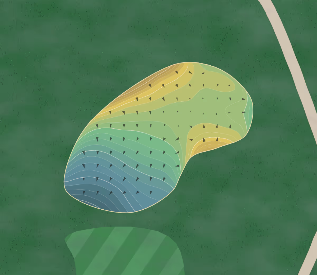 Green contour map of Woods Hole in Falmouth, Massachusetts — 260 elevation contours at a 3-inch interval with fall-line arrows, traced from 1-meter lidar