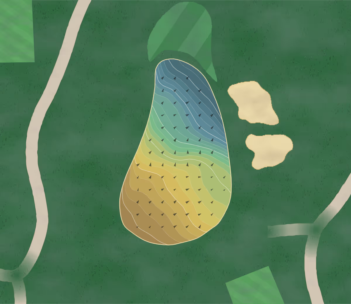 Green contour map of Woodway CC in Darien, Connecticut — 245 elevation contours at a 3-inch interval with fall-line arrows, traced from 1-meter lidar