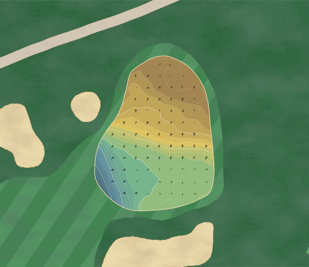 Green contour map of Worcester CC in Worcester, Massachusetts — 270 elevation contours at a 3-inch interval with fall-line arrows, traced from 1-meter lidar