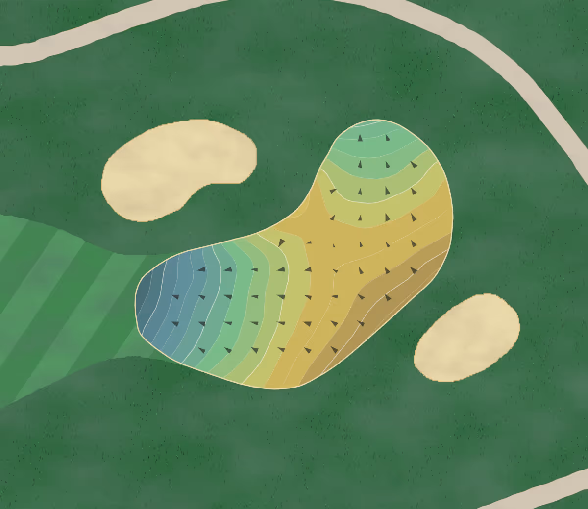 Green contour map of Wyncote GC in Oxford, Pennsylvania — 191 elevation contours at a 3-inch interval with fall-line arrows, traced from 1-meter lidar
