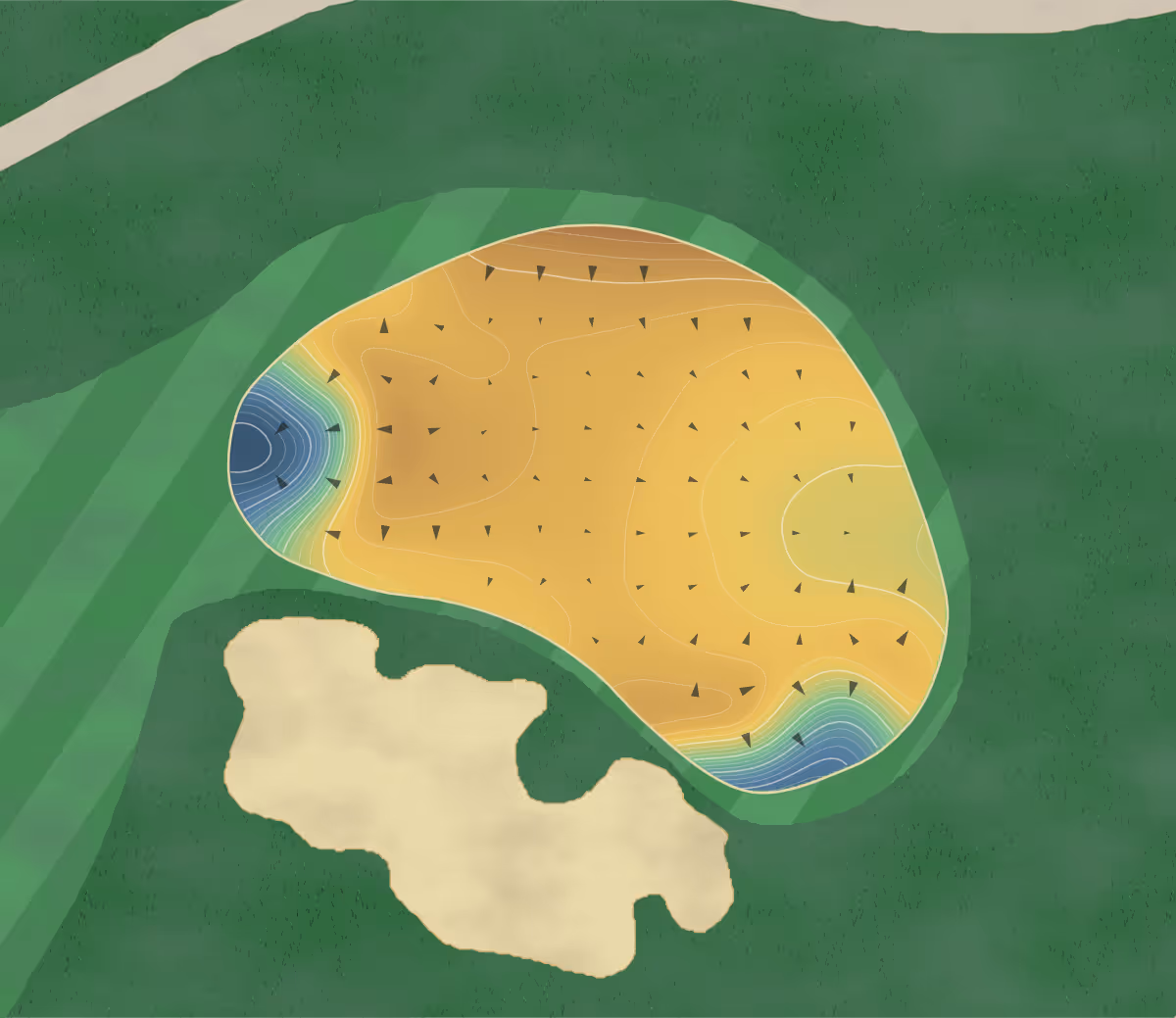 Green contour map of Wynn in Las Vegas, Nevada — 404 elevation contours at a 3-inch interval with fall-line arrows, traced from 1-meter lidar