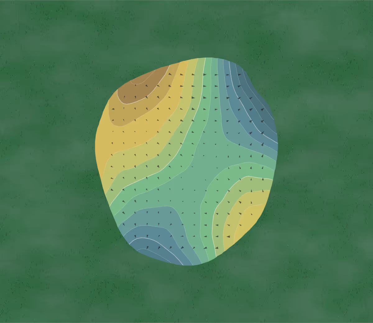 Green contour map of Yahara Hills in Madison, Wisconsin — 425 elevation contours at a 3-inch interval with fall-line arrows, traced from 1-meter lidar