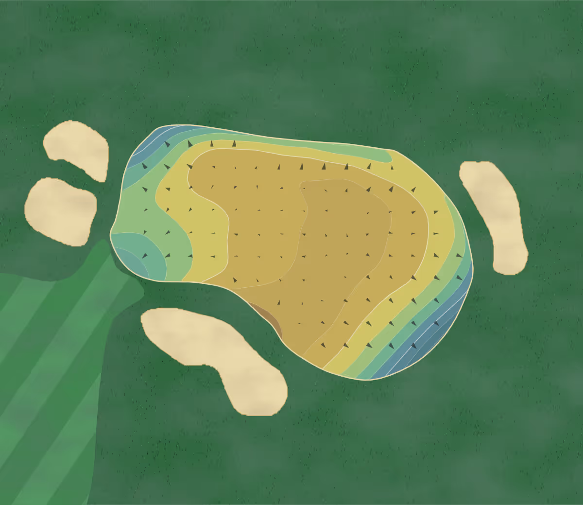 Green contour map of Yahnundasis in New Hartford, New York — 9 elevation contours at a 3-inch interval with fall-line arrows, traced from 1-meter lidar