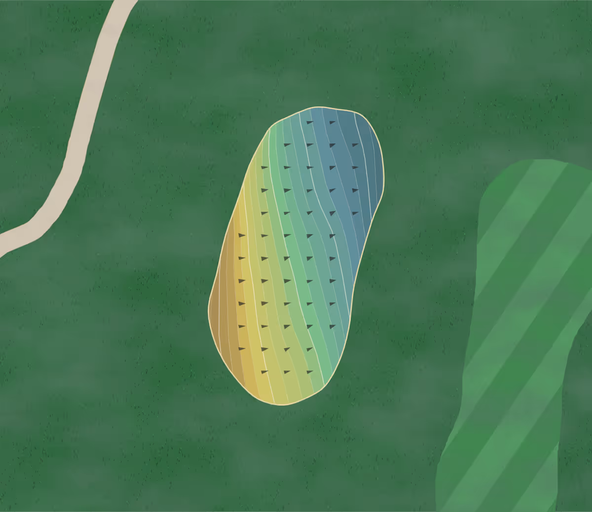 Green contour map of Yankee Run in Brookfield, Ohio — 209 elevation contours at a 3-inch interval with fall-line arrows, traced from 1-meter lidar