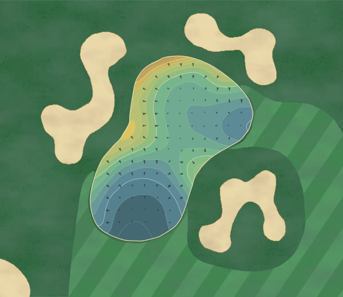 Green contour map of Yocha Dehe in Brooks, California — 236 elevation contours at a 3-inch interval with fall-line arrows, traced from 1-meter lidar
