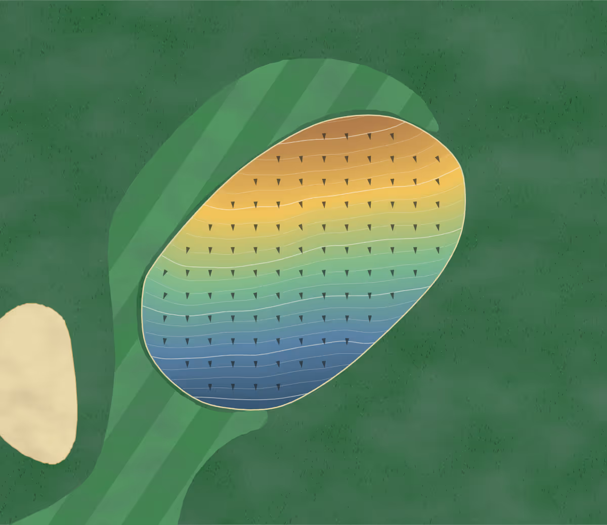 Green contour map of Young's in Crystal Falls, Michigan: 259 elevation contours at a 3-inch interval with fall-line arrows, traced from 1-meter lidar