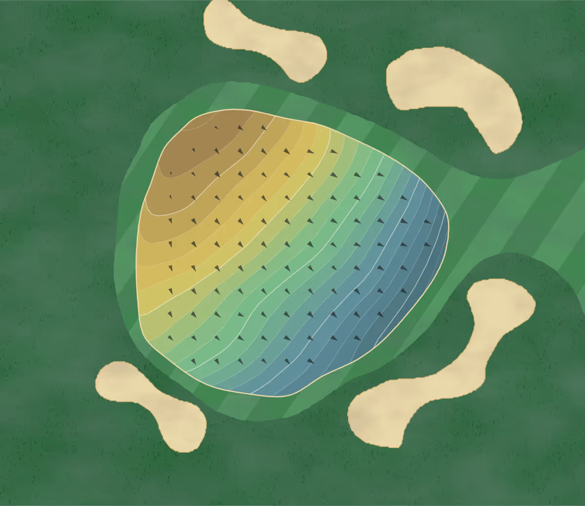 Green contour map of Youngstown CC in Youngstown, Ohio — 207 elevation contours at a 3-inch interval with fall-line arrows, traced from 1-meter lidar