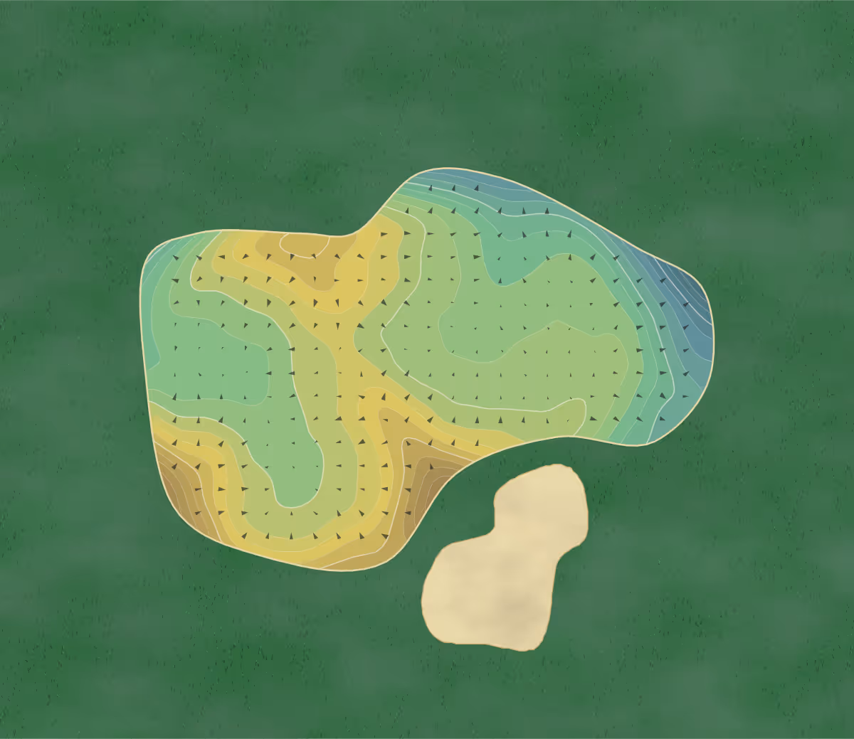Green contour map of Zaanse in NH Wijdewormer, Netherlands — 239 elevation contours at a 8-centimeter interval with fall-line arrows, traced from 1-meter lidar
