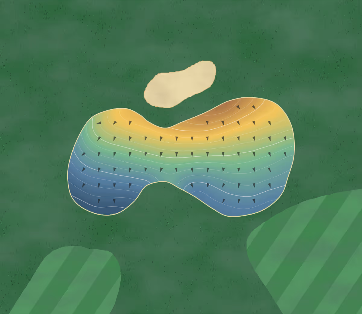 Green contour map of Zaca Creek in Santa Ynez, California — 69 elevation contours at a 3-inch interval with fall-line arrows, traced from 1-meter lidar