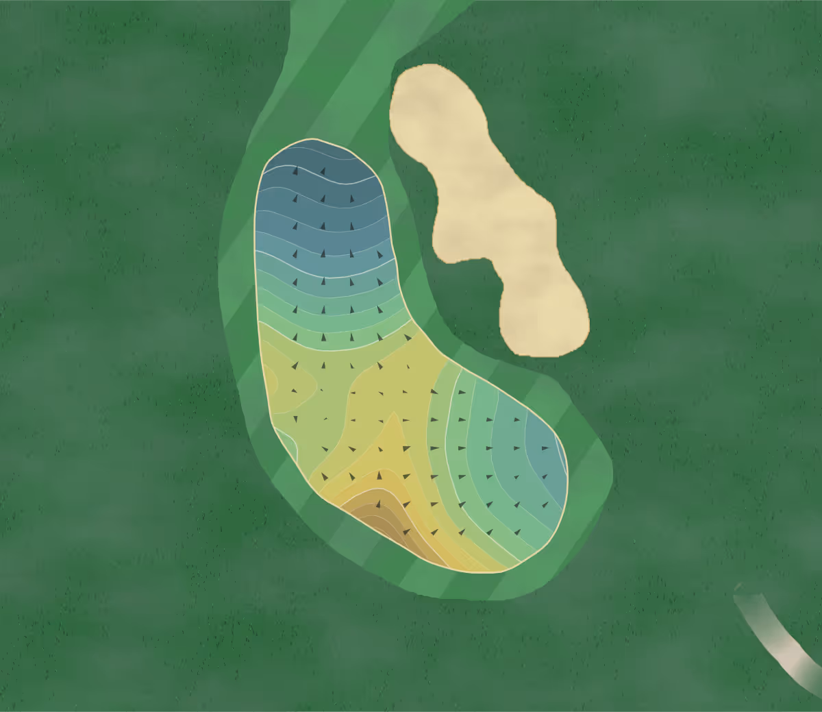 Green contour map of Zumbrota in Zumbrota, Minnesota — 240 elevation contours at a 3-inch interval with fall-line arrows, traced from 1-meter lidar