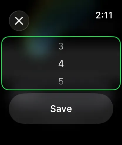 Entering a hole score on the GolfCore Apple Watch app
